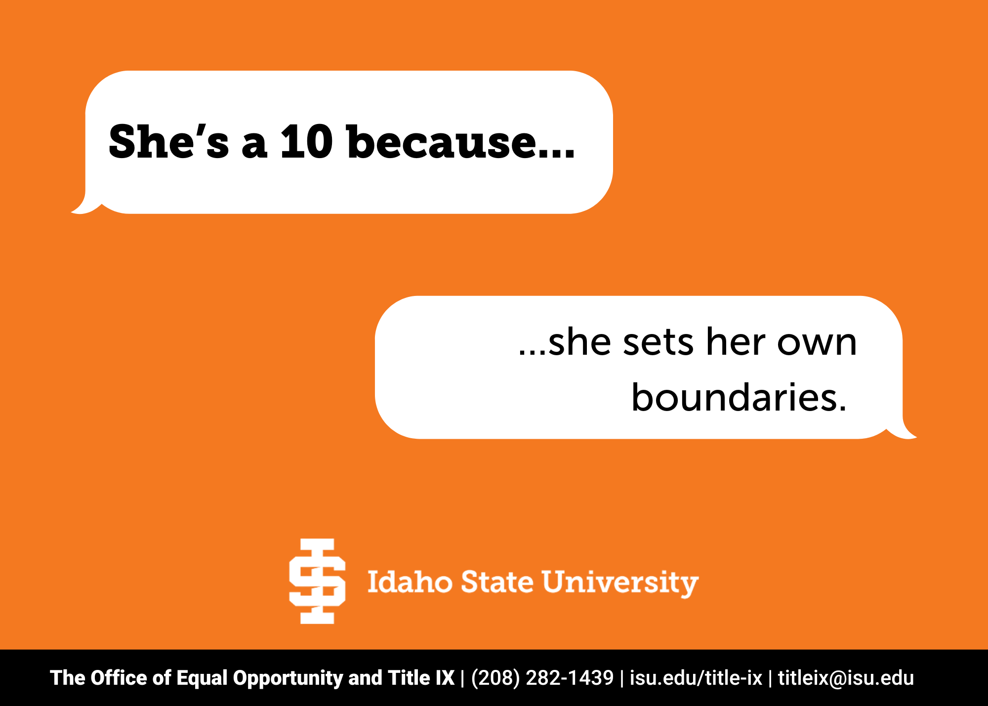 dialogue bubbles with the text she's a 10 because she sets her own boundaries.