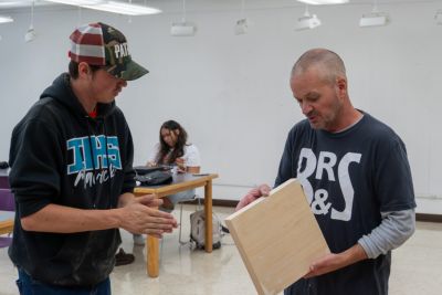 Students work on 2D art projects