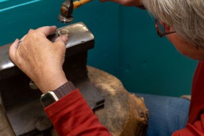 Students work on metal art projects