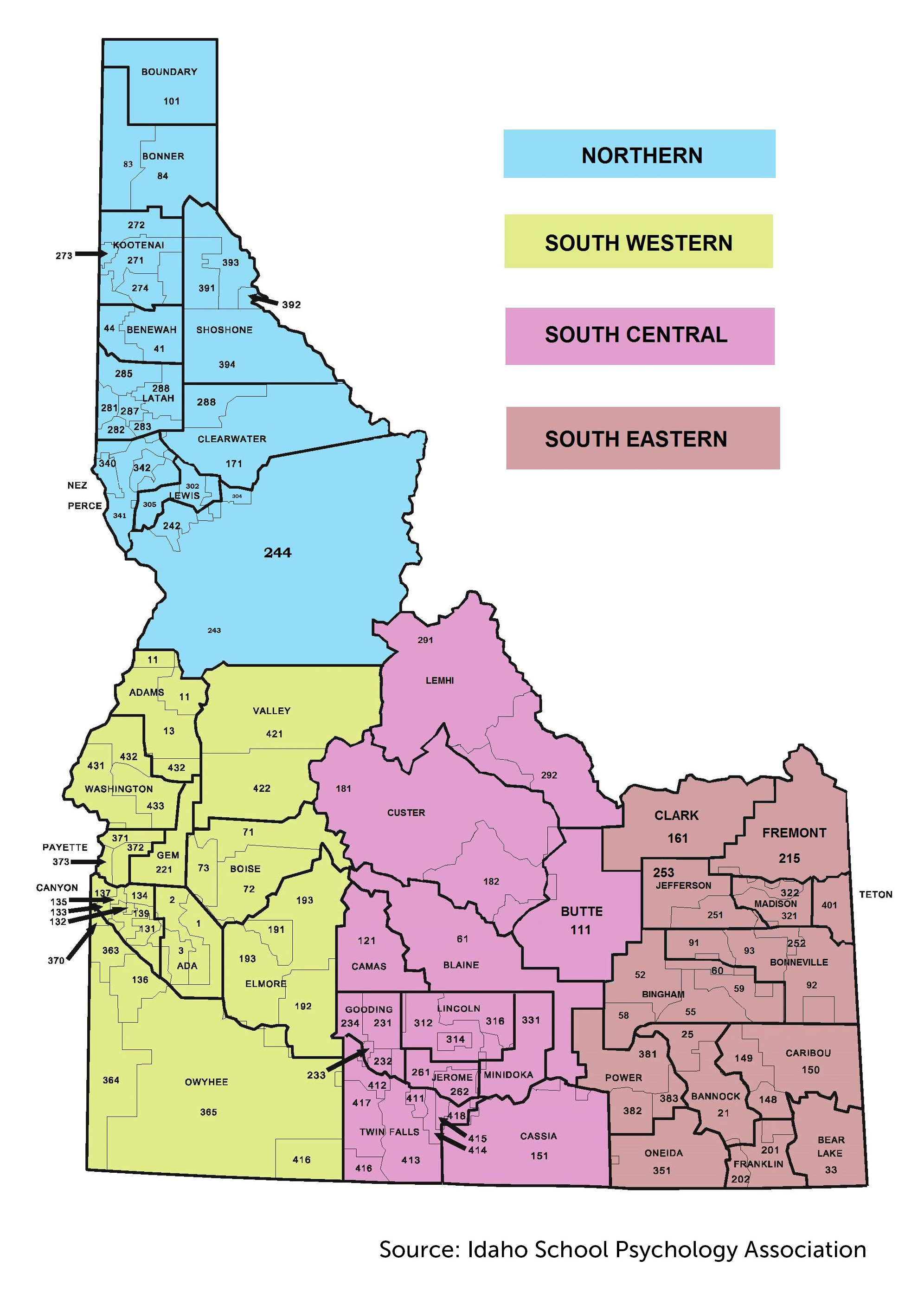 Map of Regions in Idaho