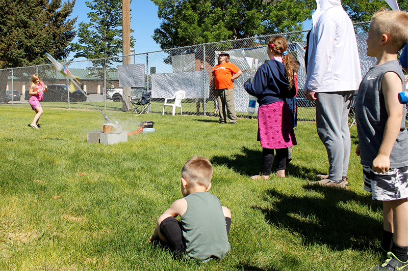 A participant launches their water rocket at the 2022 Water Rocket Festival in Pocatello’s Tydeman Park.