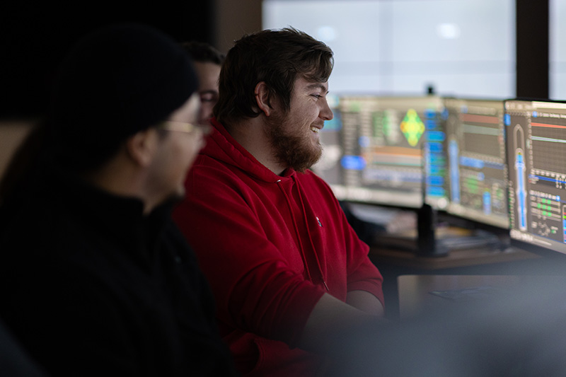 Students working in a computer lab