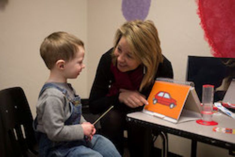 Child receives speech therapy