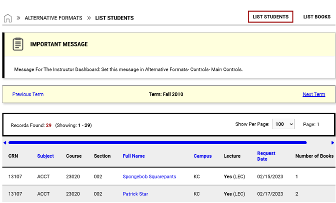 Screenshot of Alternate Formats dataset