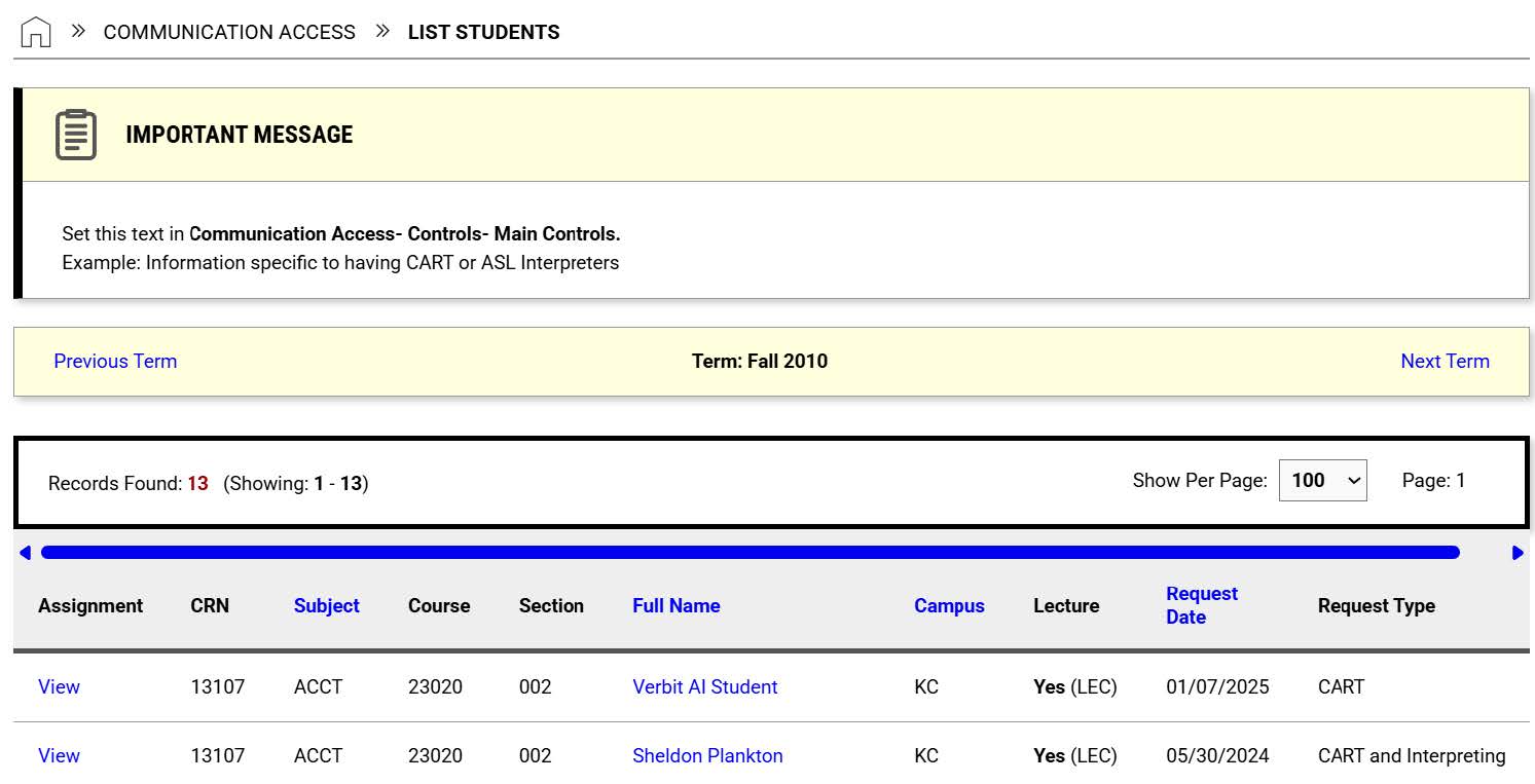 Screenshot of Communication Access Dataset