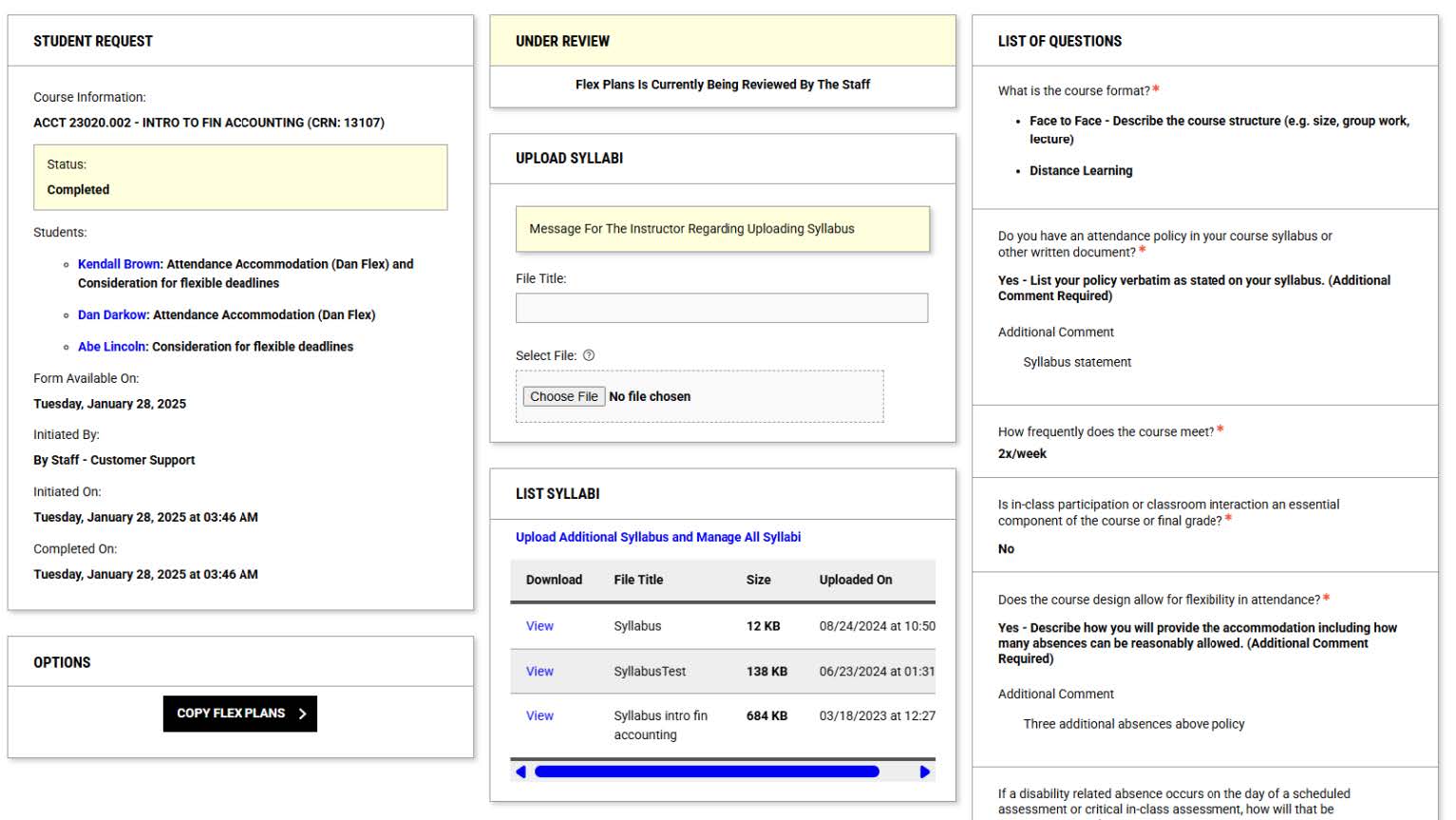 Submitted Flex Plans