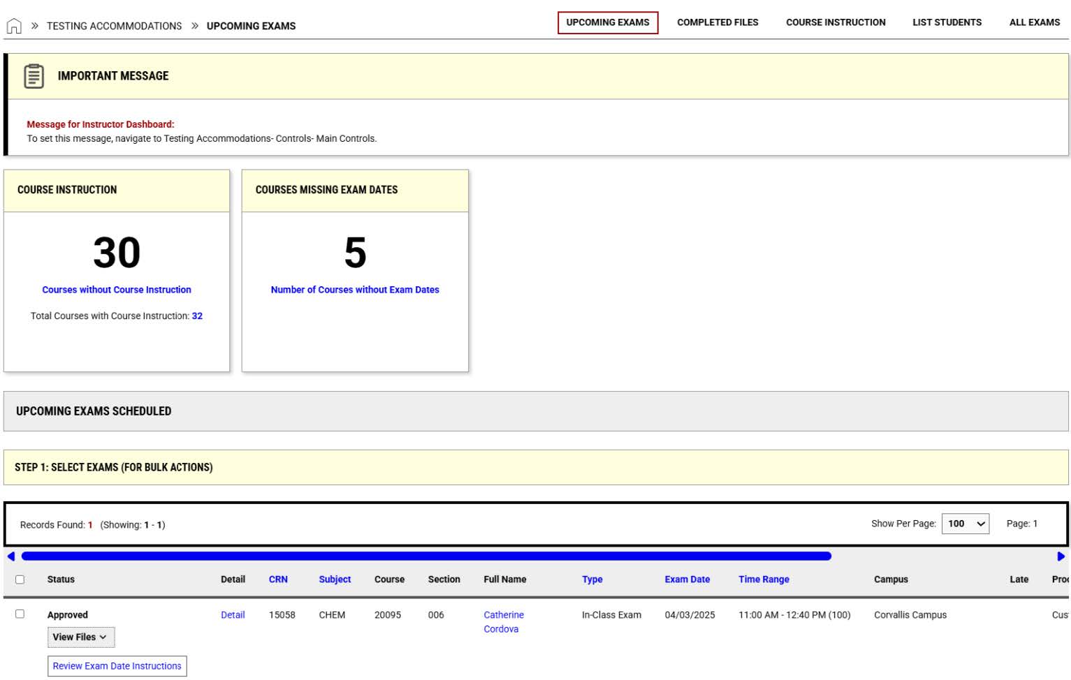Testing Accommodation Dashboard