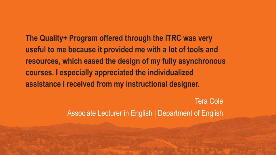 Testimony about the Quality+ program