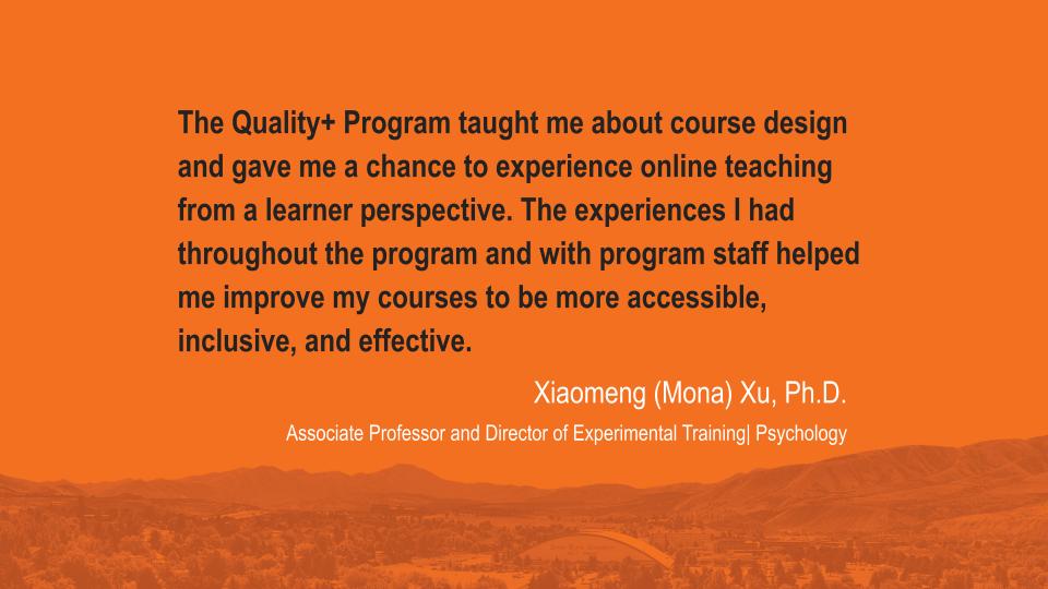 Testimony about the Quality+ program