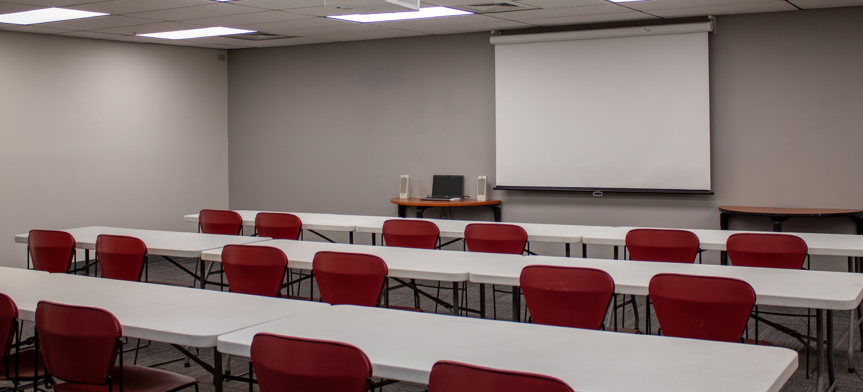 BSUB 108 arranged in a classroom set up being viewed from the back left corner.