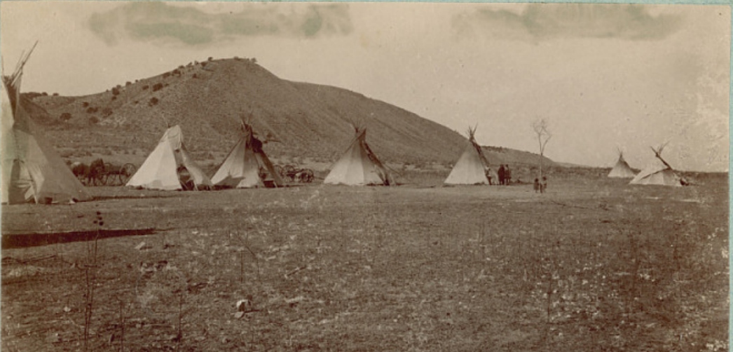 Teepees in front of Red Hill