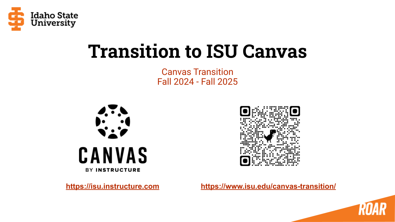 Google slide with title Transition to ISU Canvas