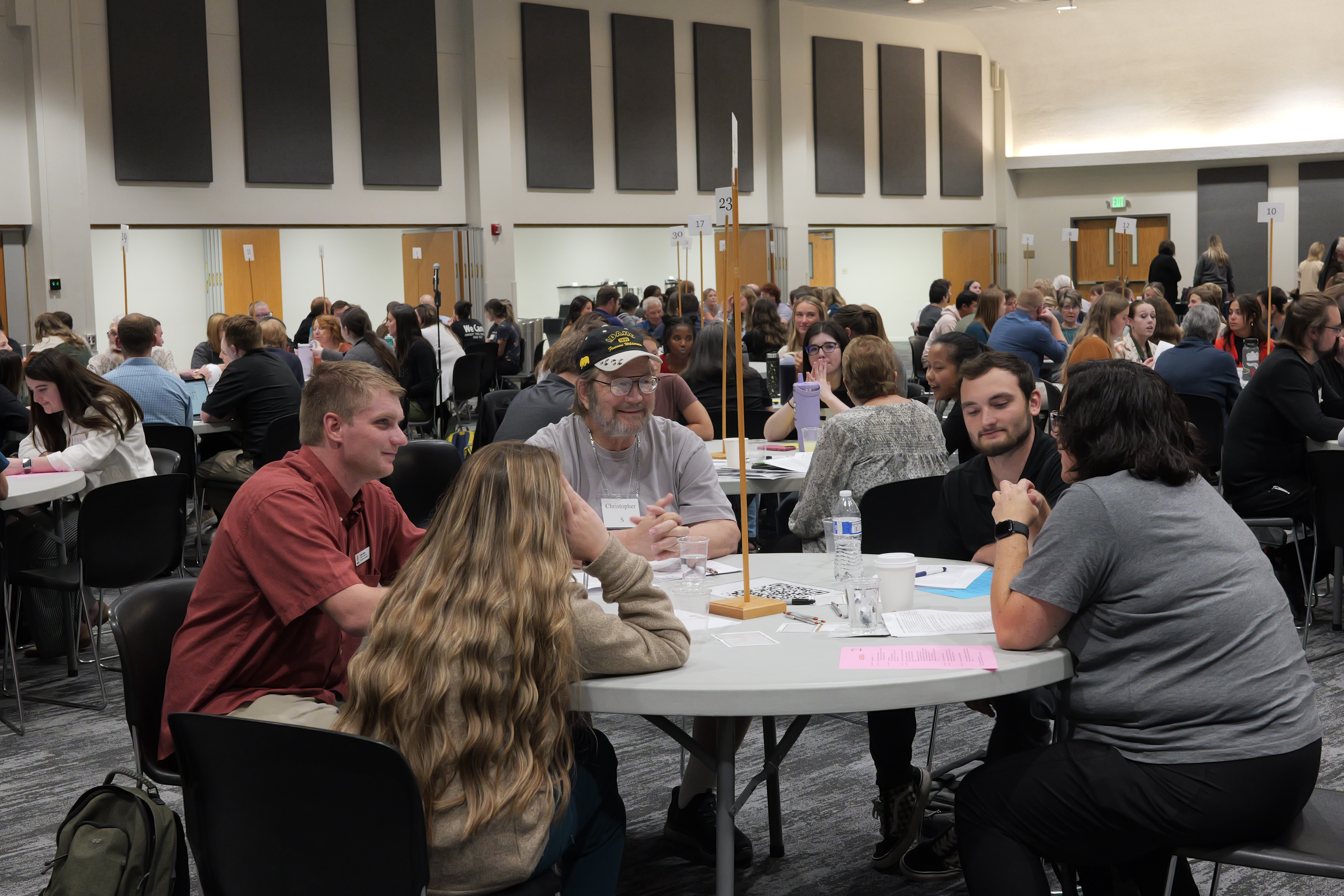 Students and Older Adults around a table