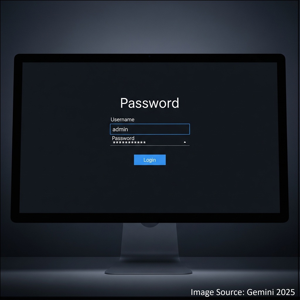 Monitor displaying a password prompt