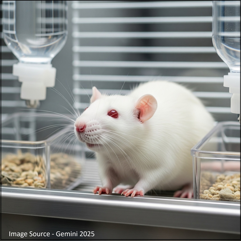 A lab rat in a cage