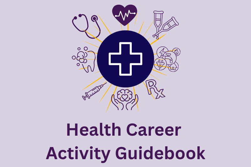 A picture of the Health Career Activity Guidebook front page