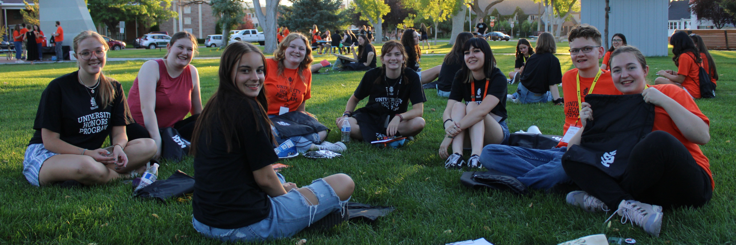 students at park