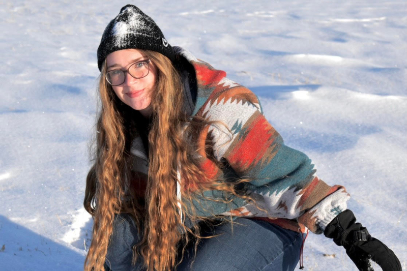 picture of student in the snow