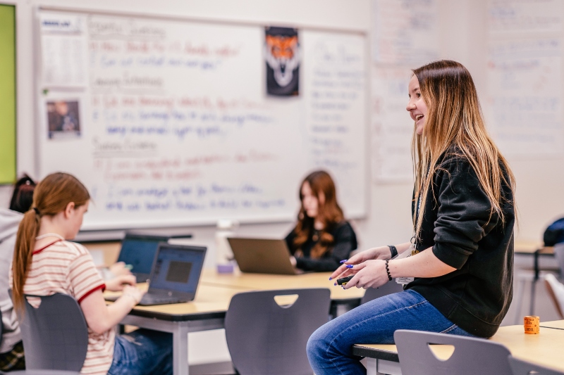 A teacher lecturing on mental health